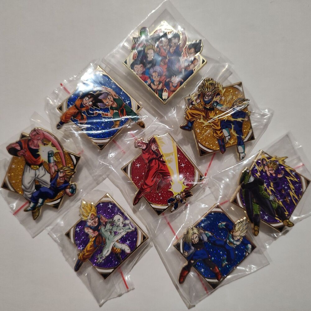 Dragon Ball Z Blind Bag Series Enamel Pins Full Set Of 8 Collectible DBZ Badges